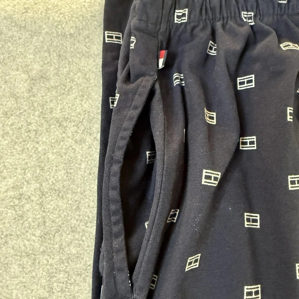 Tommy Hilfiger Sleepwear Lounge Pajama Pants Men's L Navy Logo Print Drawstring